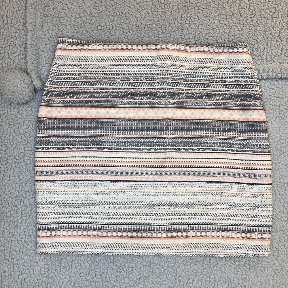Katherine Barclay Tweed Blue and Peach Mini Pencil Skirt